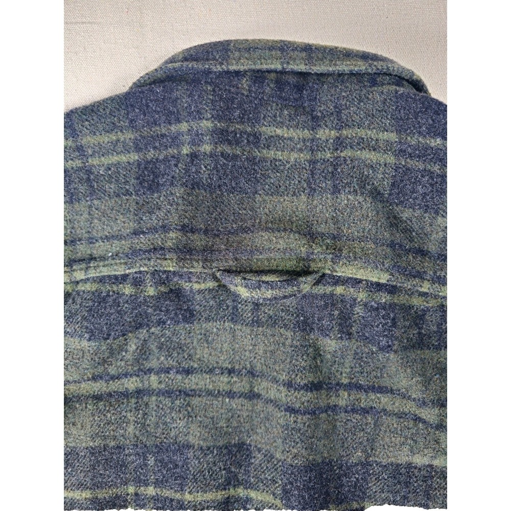 Vintage Wool Blend Plaid Flannel Shirt Jacket Snap Large 80s Orton Brothers - Picture 2 of 12